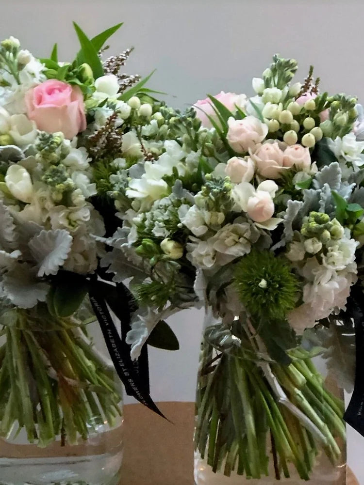 Rounded Posy of Seasonal Mix Flowers & Greenery in Vase